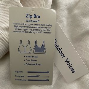 Outdoor Voices Sweat Tech Zip Bra
